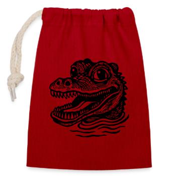 Krokodil Alligator - Verschließbarer Geschenkbeutel aus Baumwolle (14x20cm) - Rot - Vorne