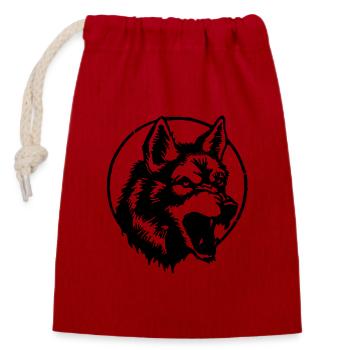 Wolf - Verschließbarer Geschenkbeutel aus Baumwolle (14x20cm) - Rot - Vorne