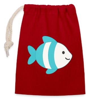 Fisch gestreift - Verschließbarer Geschenkbeutel aus Baumwolle (14x20cm) - Rot - Vorne