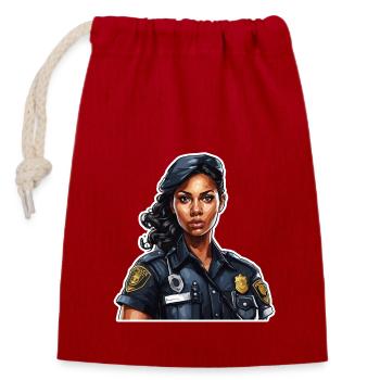 Police / Operations / Profession / Job / Emergency Forces - Closable cotton gift bag (14x20cm) - red - Front