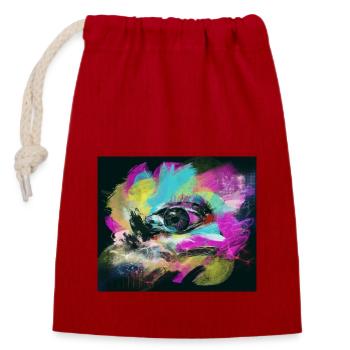 Color explosion abstract optimism colorful eye - Closable cotton gift bag (14x20cm) - red - Front