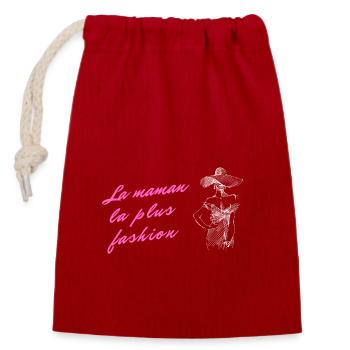 la maman la plus fashion - Sac cadeau en coton avec cordon (14 x 20 cm) - rouge - Devant