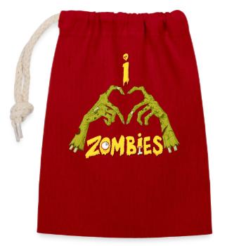 I love zombies - Sac cadeau en coton avec cordon (14 x 20 cm) - rouge - Devant
