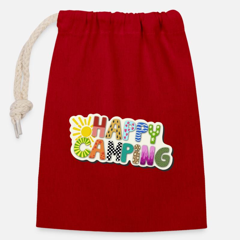 Bon camping - Sac cadeau en coton avec cordon (14 x 20 cm) - rouge
