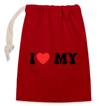 I love My - Closable cotton gift bag (14x20cm) - red - Front