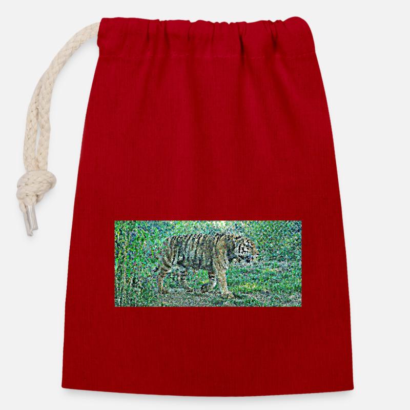 The sublime tiger - Closable cotton gift bag (14x20cm) - red
