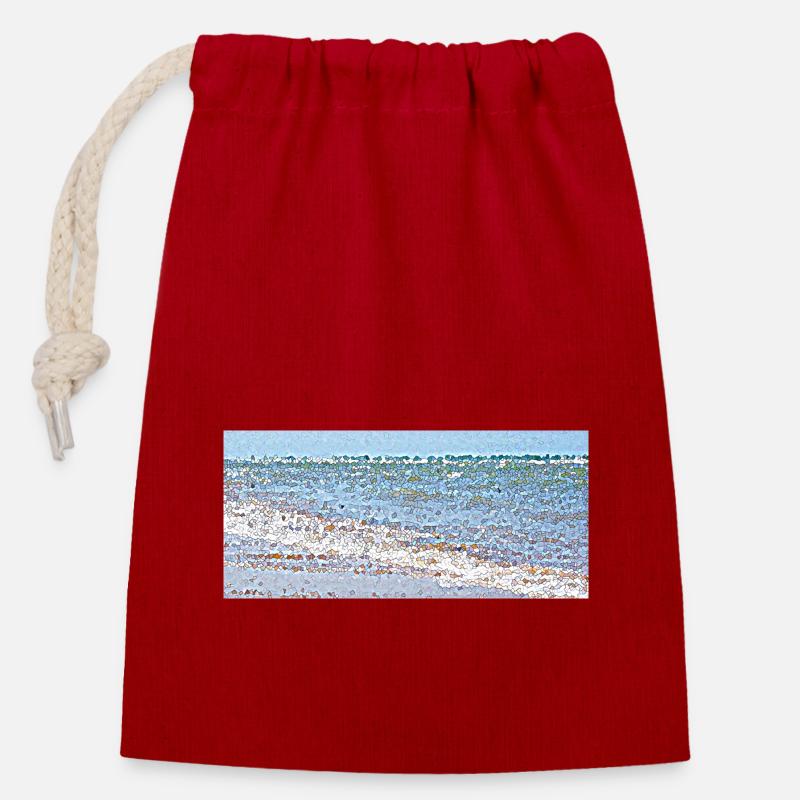 Tag am Strand - Verschließbarer Geschenkbeutel aus Baumwolle (14x20cm) - Rot