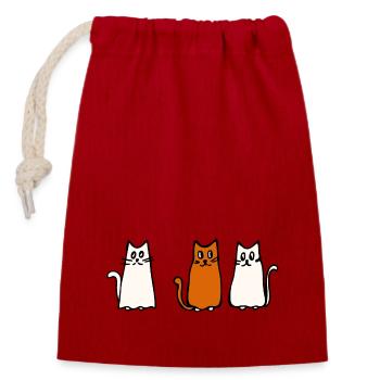 Cat Meeting - Closable cotton gift bag (14x20cm) - red - Front