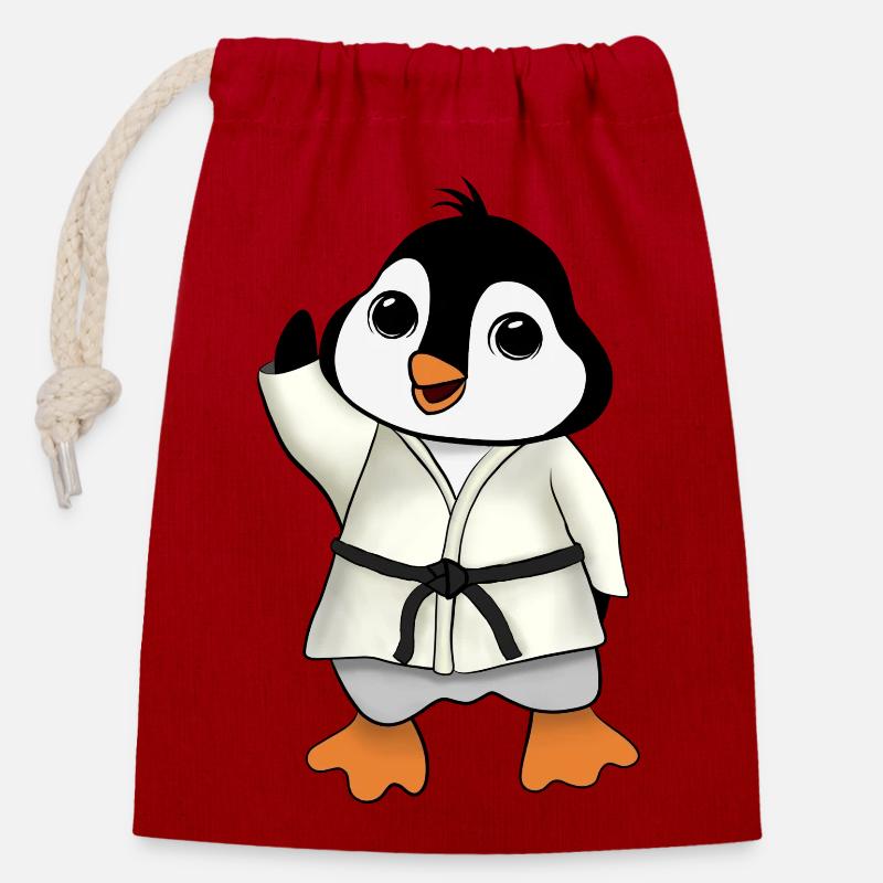 Manchot MA - Sac cadeau en coton avec cordon (14 x 20 cm) - rouge