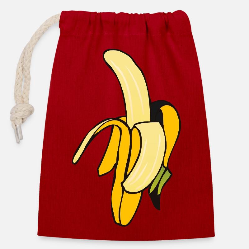 banane 8 A - Sac cadeau en coton avec cordon (14 x 20 cm) - rouge
