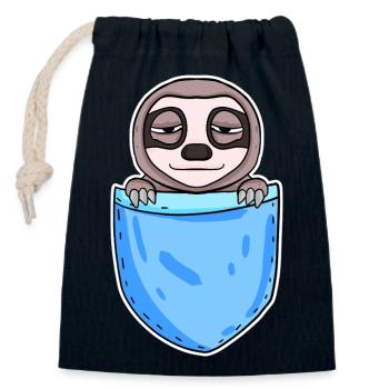 Conception de paresseux drôle - Sac cadeau en coton avec cordon (14 x 20 cm) - bleu marine - Devant