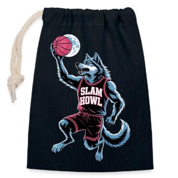 Slam Howl Basketball Wolf - Verschließbarer Geschenkbeutel aus Baumwolle (14x20cm) - Navy - Vorne