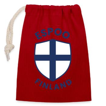Espoo Finnlands Schilddesign - Verschließbarer Geschenkbeutel aus Baumwolle (14x20cm) - Rot - Vorne
