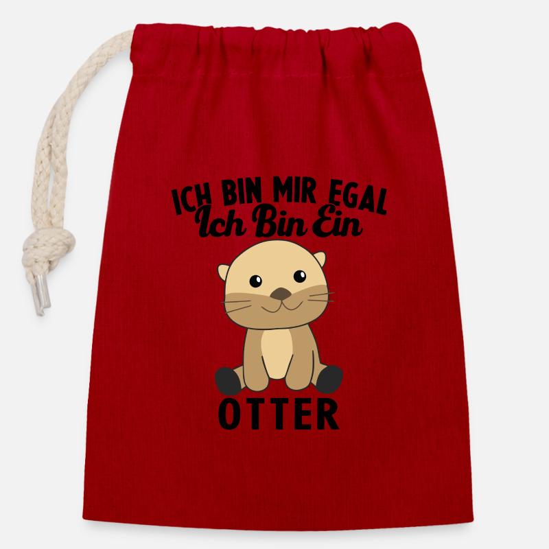 ich bin mir egal ich bin ein otter Geschenk - Verschließbarer Geschenkbeutel aus Baumwolle (14x20cm) - Rot