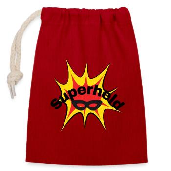Superheld Babykleidung Kinderkleidung - Verschließbarer Geschenkbeutel aus Baumwolle (14x20cm) - Rot - Vorne