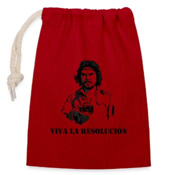 Viva la Resolución - Es lebe die Auflösung! - Verschließbarer Geschenkbeutel aus Baumwolle (14x20cm) - Rot - Vorne