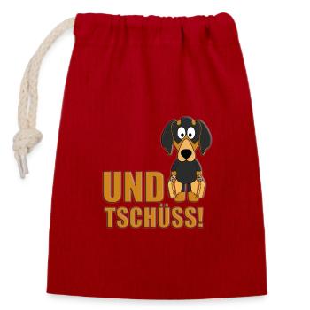 DACKEL - TECKEL - DACHSHUND - HUND - JAGDHUND - Verschließbarer Geschenkbeutel aus Baumwolle (14x20cm) - Rot - Vorne