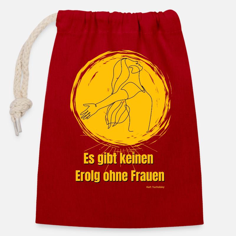 Frauenpower - Verschließbarer Geschenkbeutel aus Baumwolle (14x20cm) - Rot