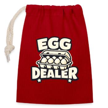 Egg Dealer - Hühnerhalter - Verschließbarer Geschenkbeutel aus Baumwolle (14x20cm) - Rot - Vorne