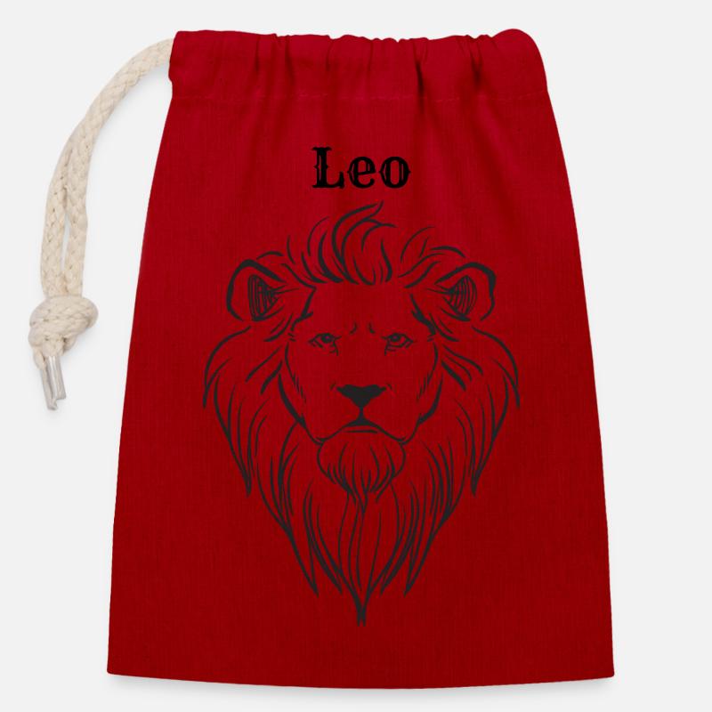 Leo - Verschließbarer Geschenkbeutel aus Baumwolle (14x20cm) - Rot