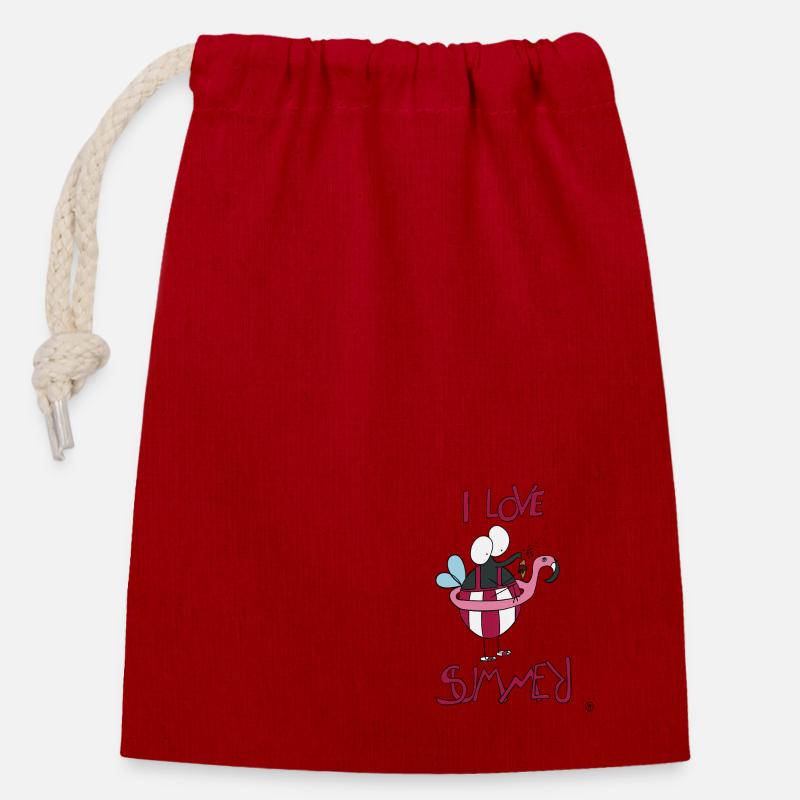 Noeud papillon avec maillot de bain en vacances - Sac cadeau en coton avec cordon (14 x 20 cm) - rouge