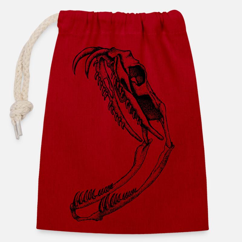 Crâne de serpent - Sac cadeau en coton avec cordon (14 x 20 cm) - rouge