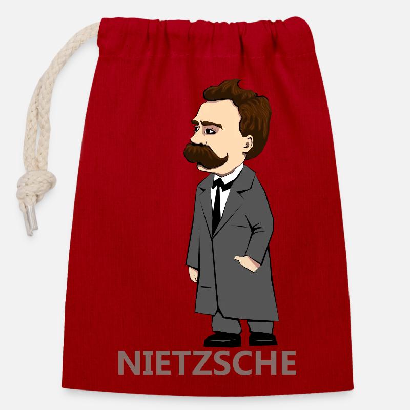 Nietzsche - Closable cotton gift bag (14x20cm) - red