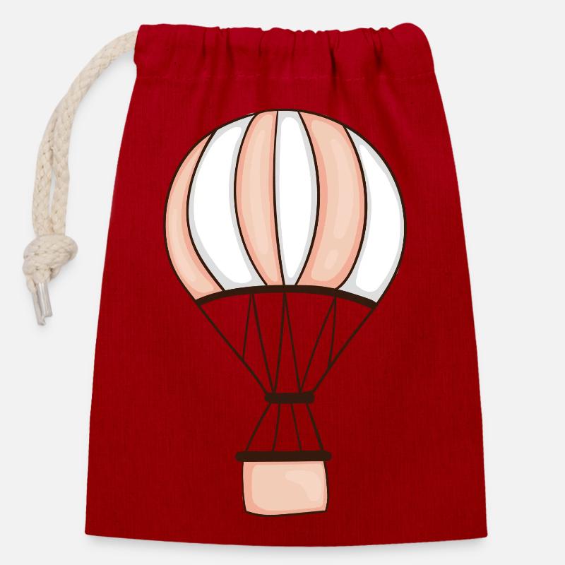 Heißluftballon - Verschließbarer Geschenkbeutel aus Baumwolle (14x20cm) - Rot