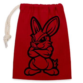 Hase Rabbit Comic - Verschließbarer Geschenkbeutel aus Baumwolle (14x20cm) - Rot - Vorne
