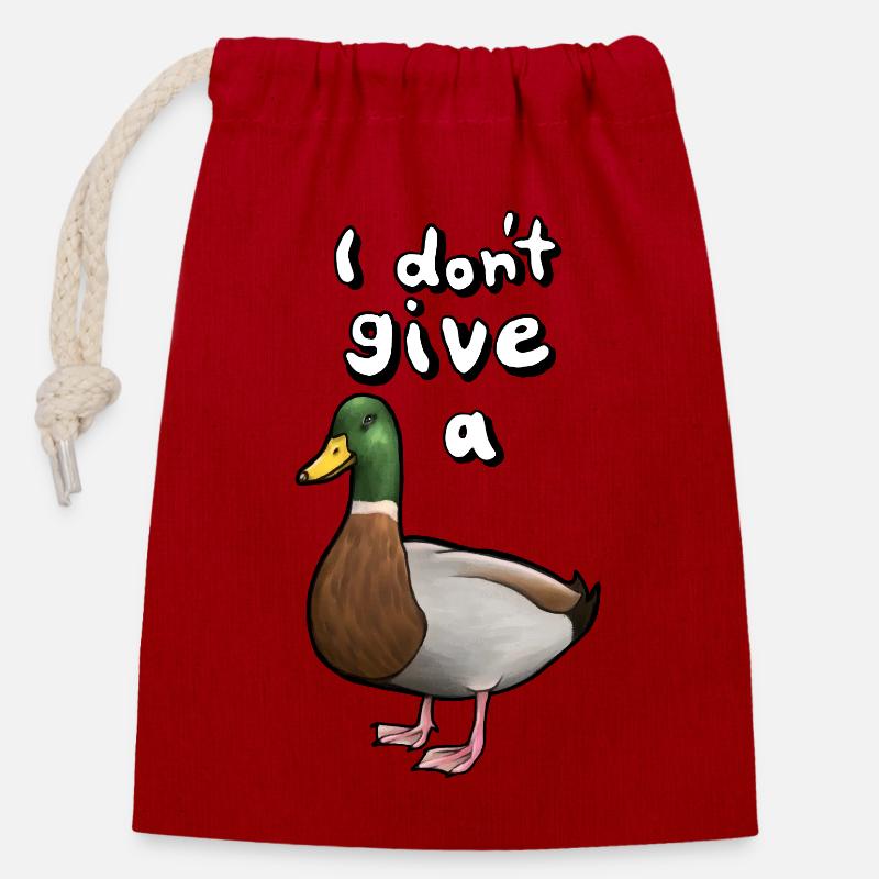 I don´t give a "duck" - Verschließbarer Geschenkbeutel aus Baumwolle (14x20cm) - Rot