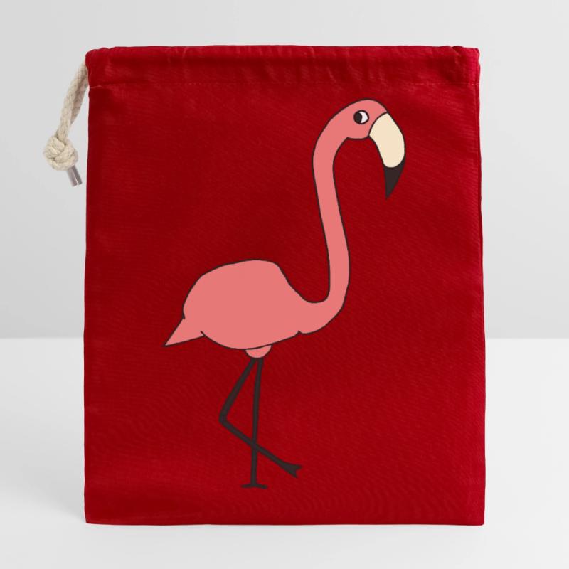 Flamant Sac cadeau en coton avec cordon (14 x 20 cm)