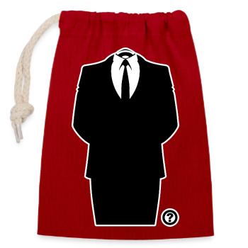 Anon Anzug – Anonymous Hacker Kollektiv Statement - Verschließbarer Geschenkbeutel aus Baumwolle (14x20cm) - Rot - Vorne