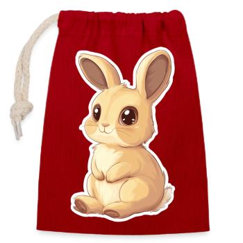 Hare - Closable cotton gift bag (14x20cm) - red - Front