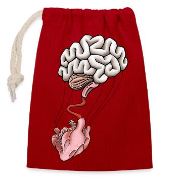 Heart & Brain - Closable cotton gift bag (14x20cm) - red - Front