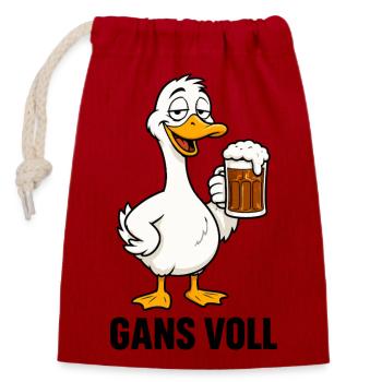 Biertrinkende Ente Cartoon - Verschließbarer Geschenkbeutel aus Baumwolle (14x20cm) - Rot - Vorne