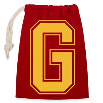 Monogramm Rot Gelbes College House Anfangsbuchstaben G - Verschließbarer Geschenkbeutel aus Baumwolle (14x20cm) - Rot - Vorne
