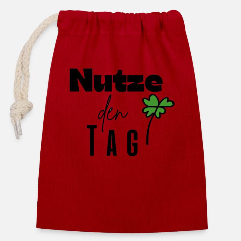 Nutze den Tag - Verschließbarer Geschenkbeutel aus Baumwolle (14x20cm) - Rot