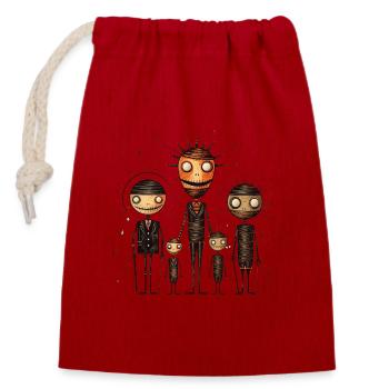 Mode créative et mystique - Famille de poupées vaudou - Sac cadeau en coton avec cordon (14 x 20 cm) - rouge - Devant