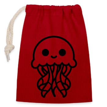 Jellyfish - Closable cotton gift bag (14x20cm) - red - Front