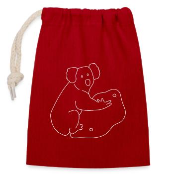 Boulder Design kletternder Koala - lustiges Shirt - Verschließbarer Geschenkbeutel aus Baumwolle (14x20cm) - Rot - Vorne