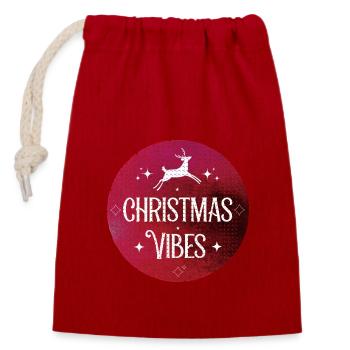 Ambiance de Noël - Sac cadeau en coton avec cordon (14 x 20 cm) - rouge - Devant