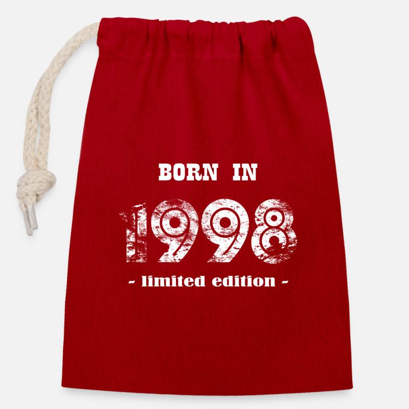 BORN IN 1998 - limited edition - Verschließbarer Geschenkbeutel aus Baumwolle (14x20cm) - Rot