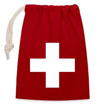 Schweiz Flagge Heimat Urlaub Geschenk - Verschließbarer Geschenkbeutel aus Baumwolle (14x20cm) - Rot - Vorne