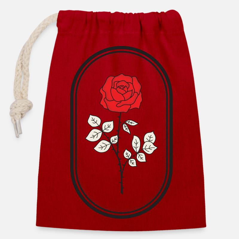 Rose Logo - Sac cadeau en coton avec cordon (14 x 20 cm) - rouge