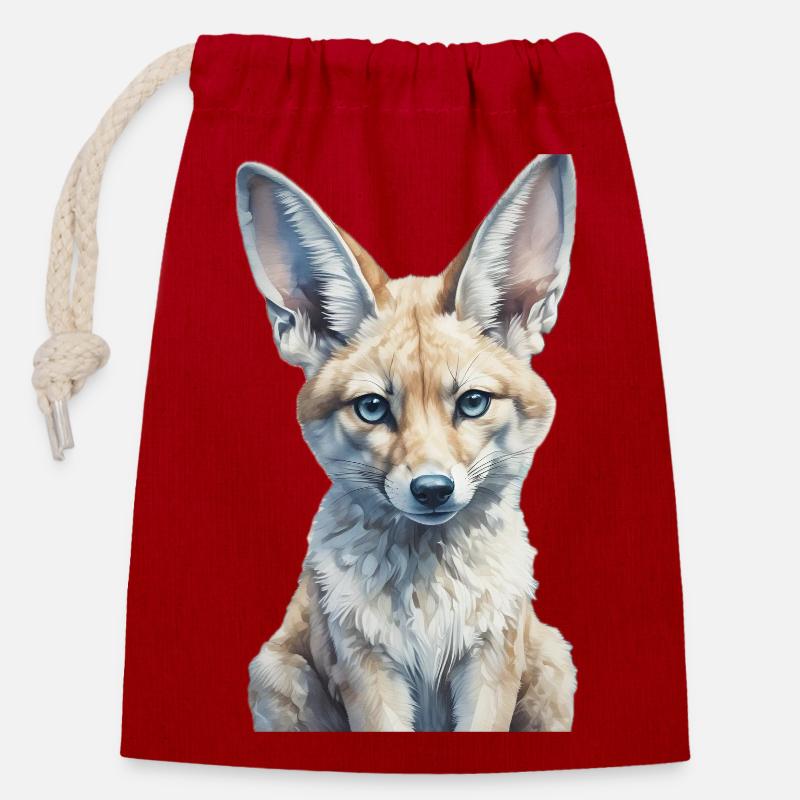 Fennec Fox - Verschließbarer Geschenkbeutel aus Baumwolle (14x20cm) - Rot