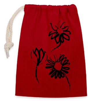 Fleurs dessinées à la main - Sac cadeau en coton avec cordon (14 x 20 cm) - rouge - Devant