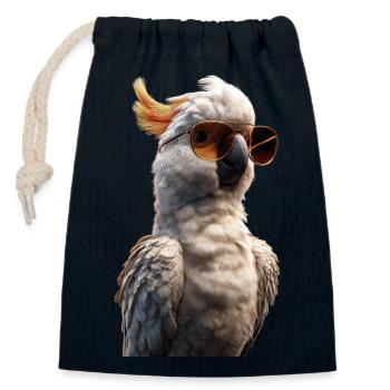 Perroquet Ara Perruche Cacatoès Amoureux des perroquets - Sac cadeau en coton avec cordon (14 x 20 cm) - bleu marine - Devant