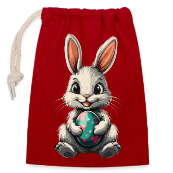 Bunny Easter Rabbit Easter Egg Cute - Closable cotton gift bag (14x20cm) - red - Front