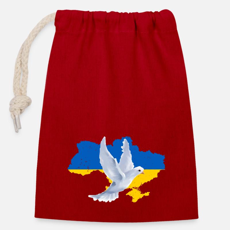Map Ukrain - Closable cotton gift bag (14x20cm) - red