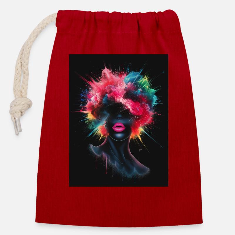 Colors Explosion - Closable cotton gift bag (14x20cm) - red